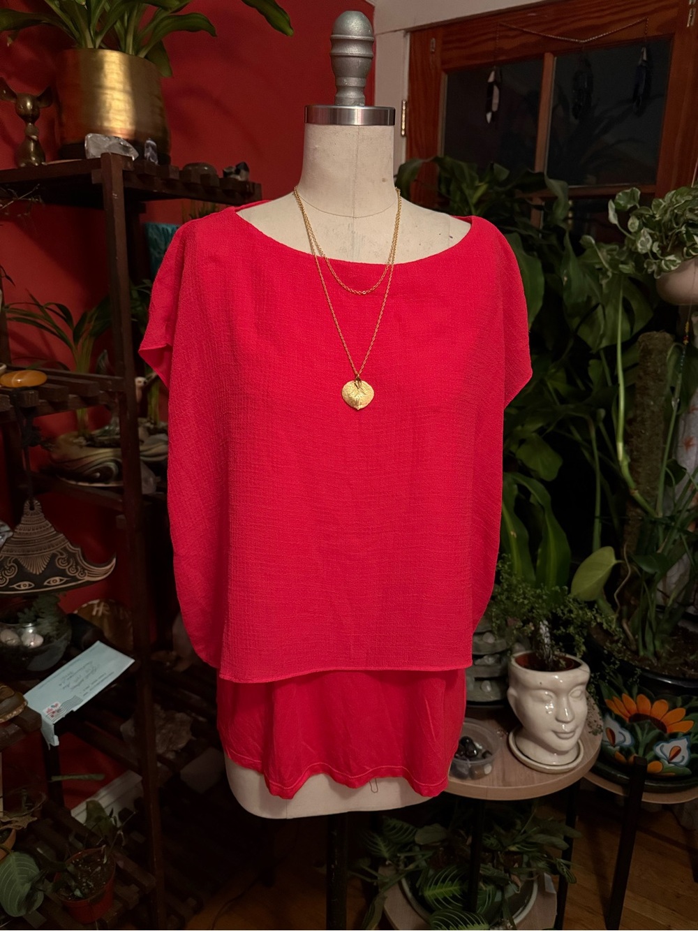 T Tahari Layered Short-Sleeve Blouse